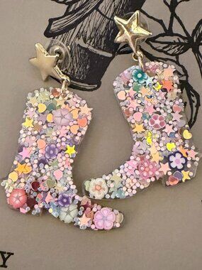 Glitter Cowboy Boot Earrings